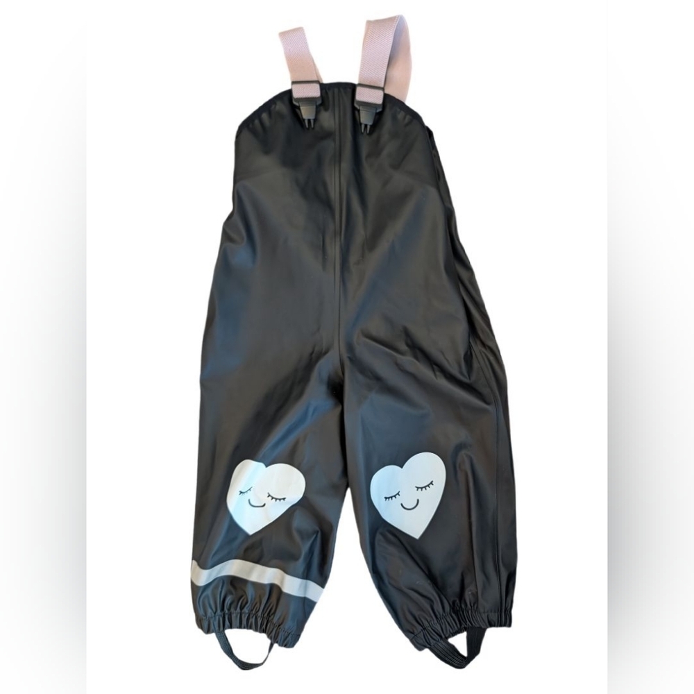 H&M Rain Black Overalls with Heart Design